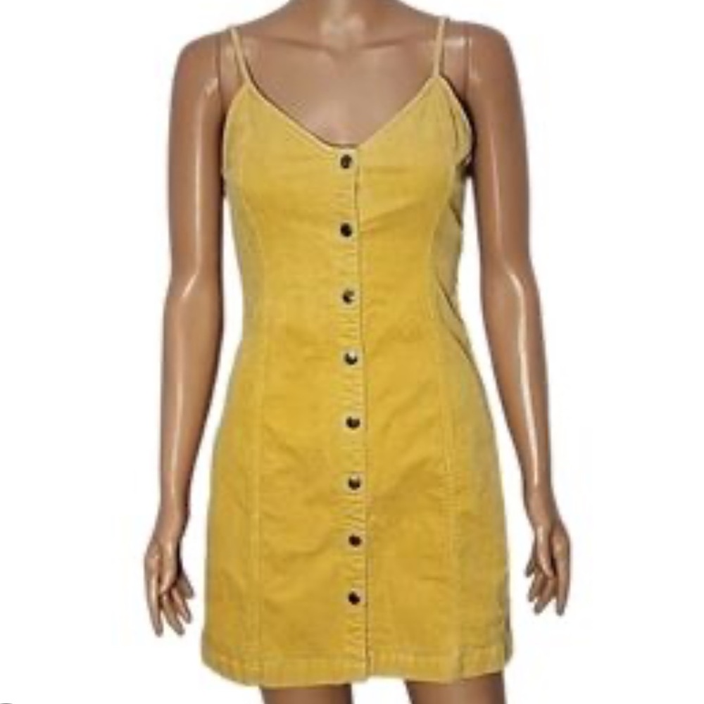 Yellow Front-Button Mini Dress - Picture 4 of 4